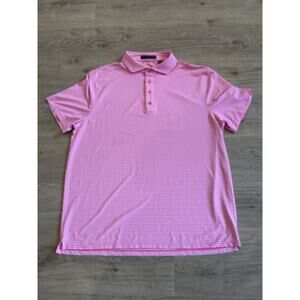 G Fore Polo Mens 2XL Pink and White Striped Golf performance Spandex stretch EUC